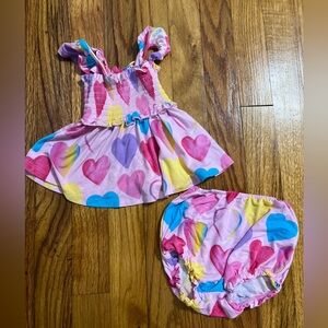 Posh Peanut Pastel Heart Baby Dress and Bloomers